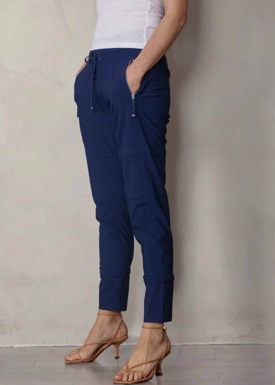 RAFFAELLO ROSSI Women's Navy Stretch Tech Candy Essential Jogger Pants 38 6/8